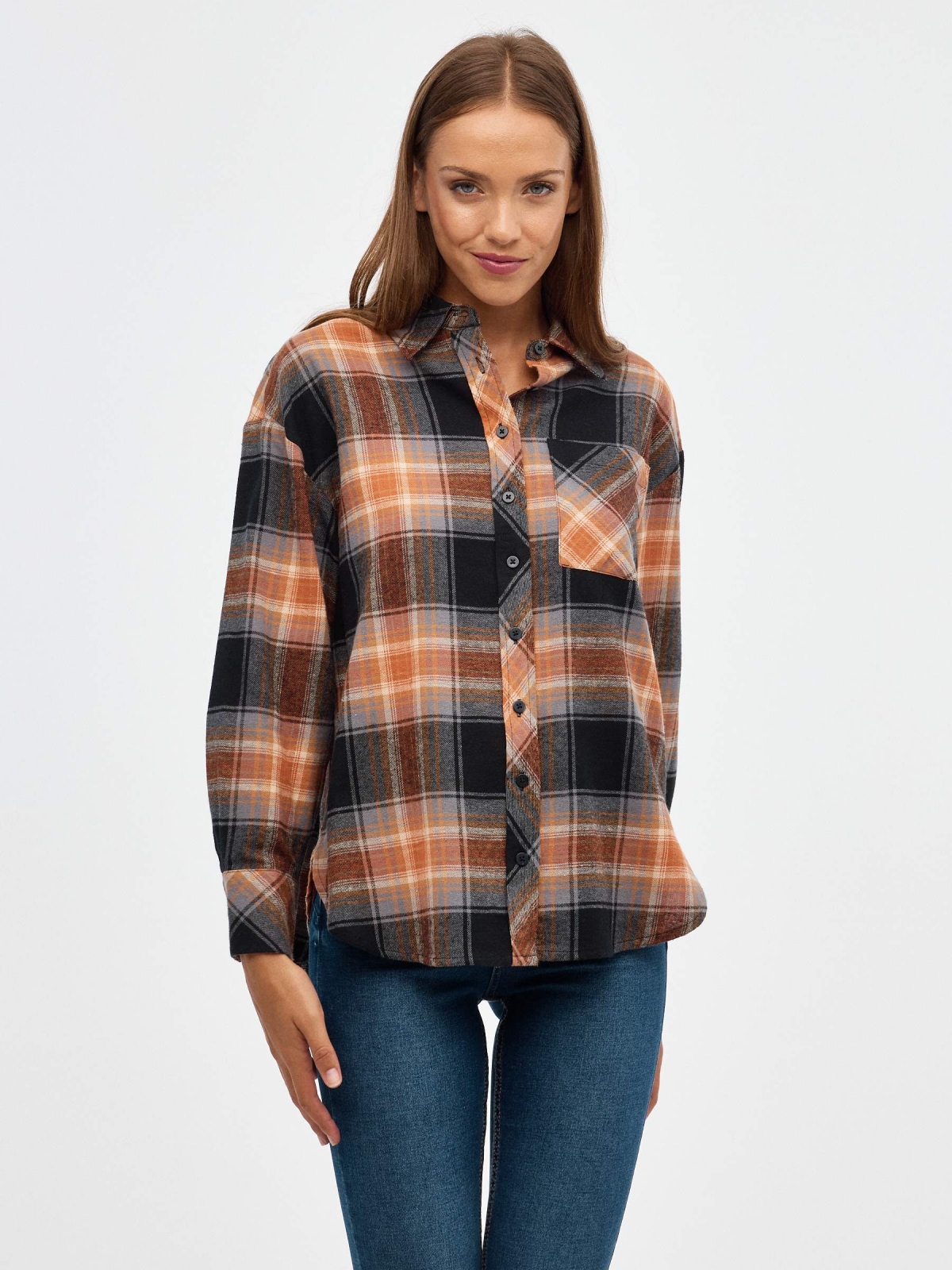 Oversized plaid shirt multicolor middle front view