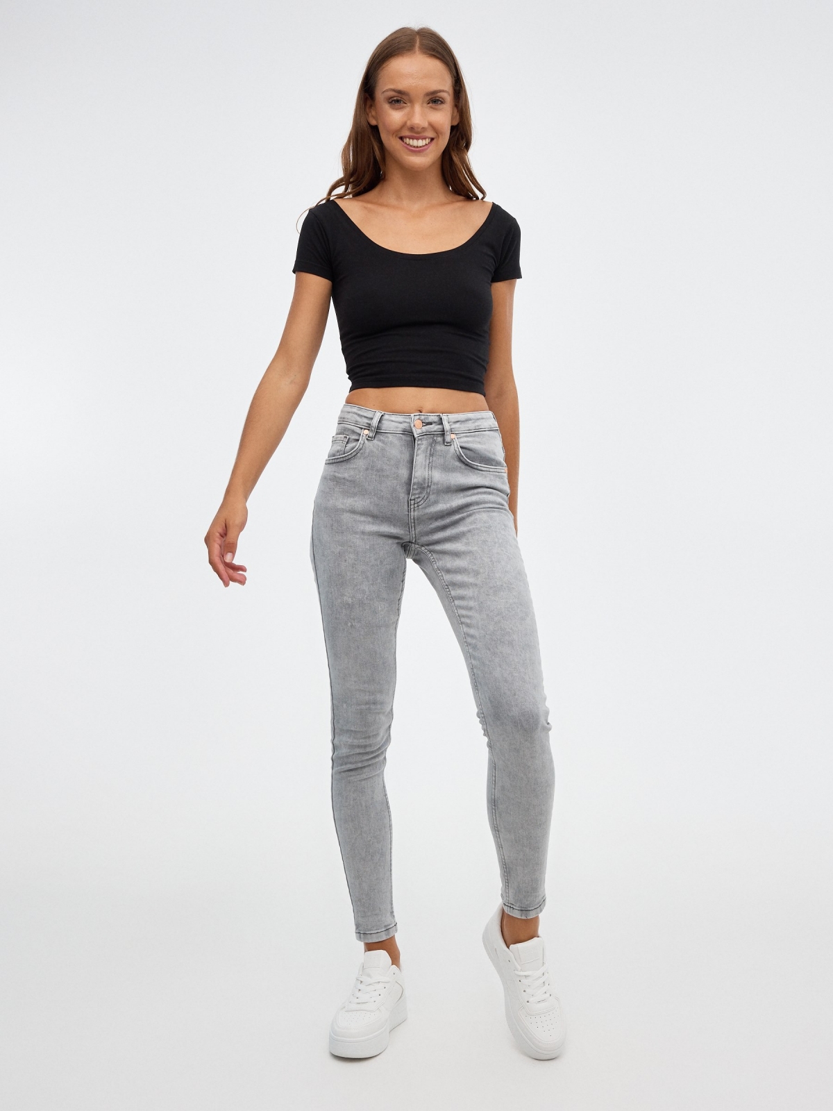 Basic gray skinny jeans grey front view