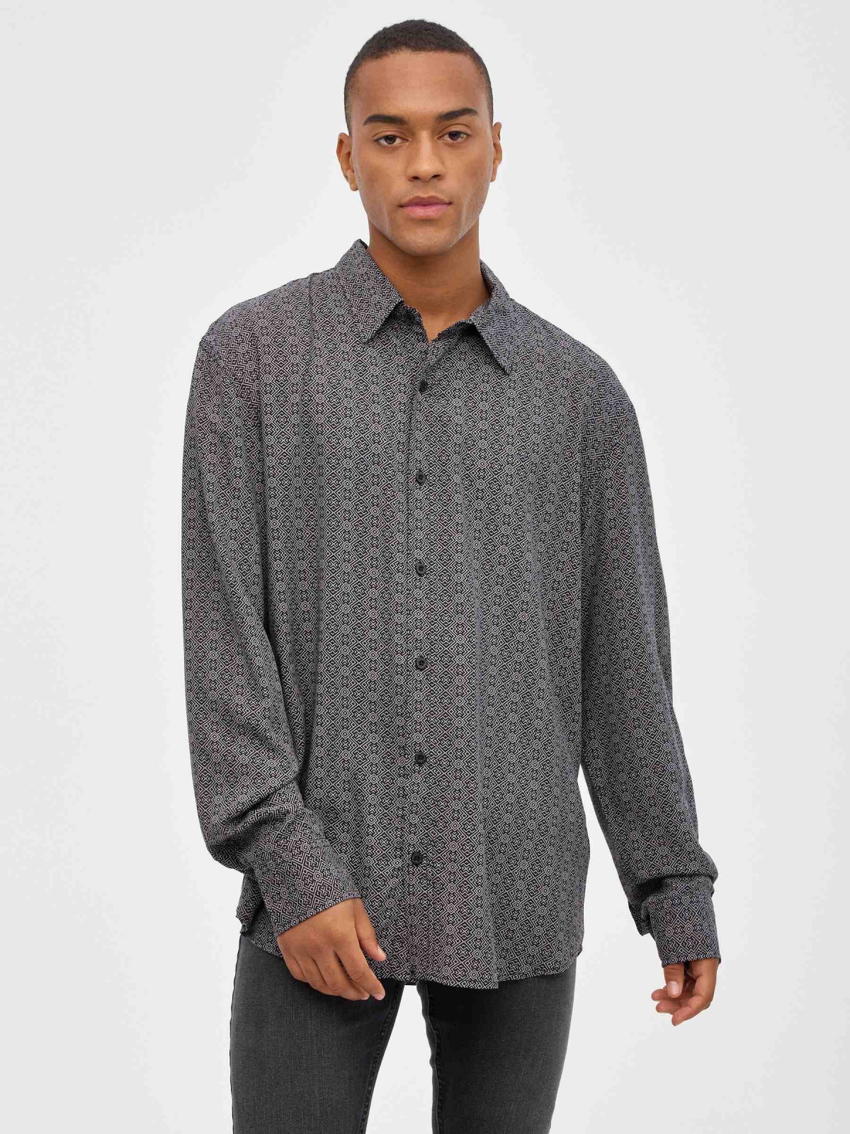 Regular fit shirt black middle front view