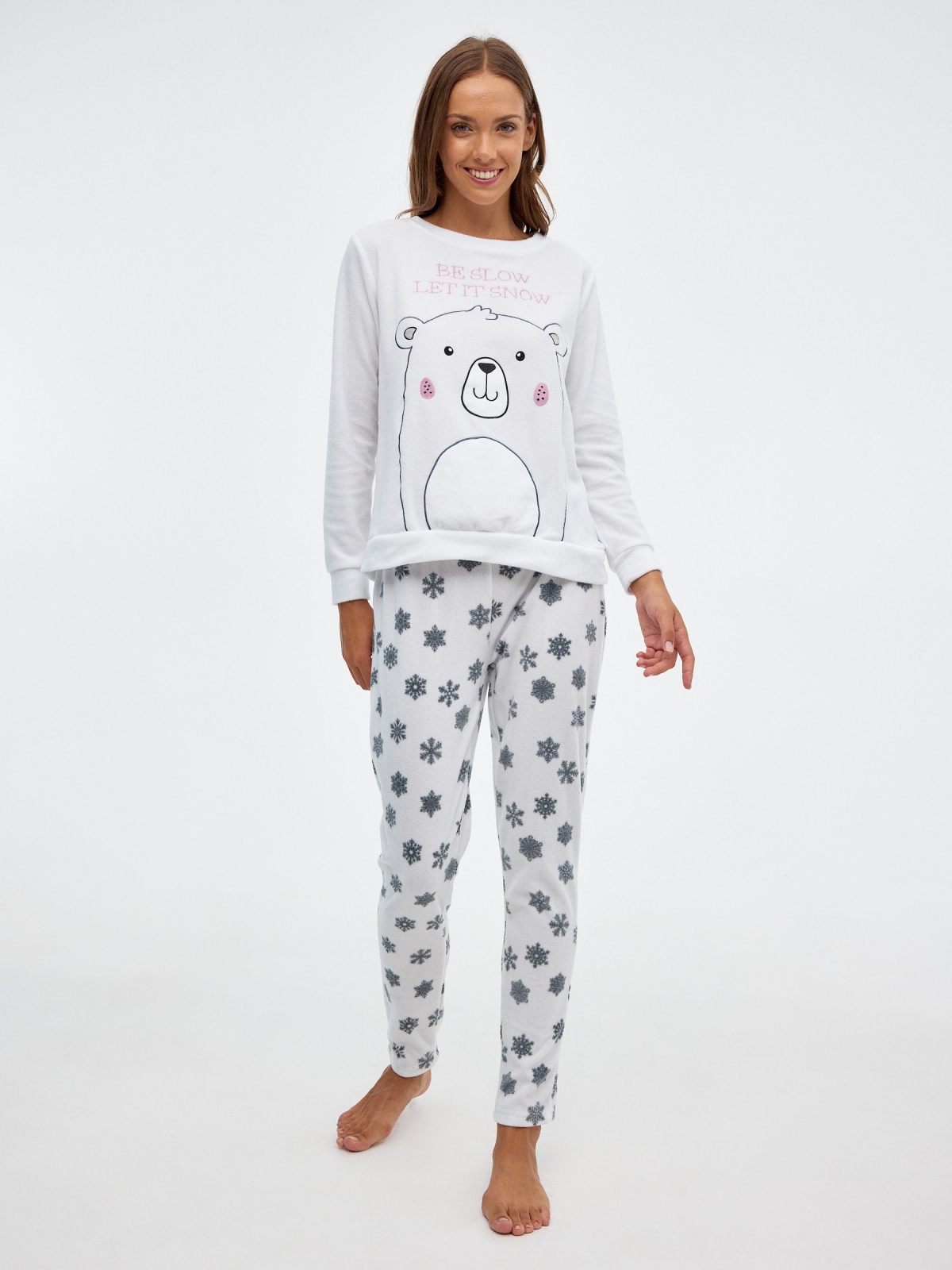 Pijama de urso polar branco vista geral frontal