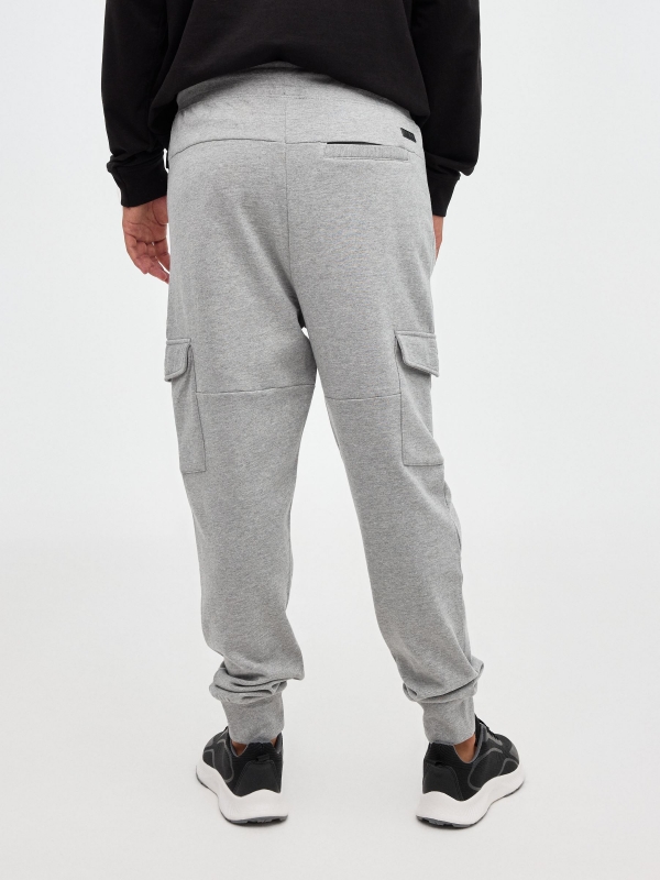 Plush jogger pants medium melange middle back view