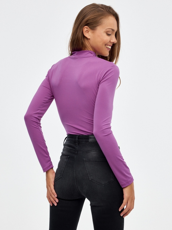 Body cut out with ruching purple middle back view