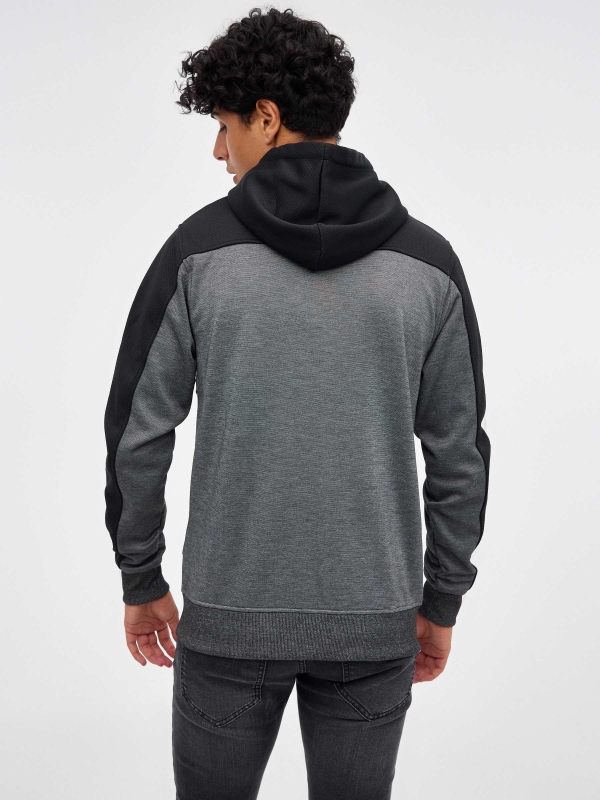 Open sweatshirt with zipper black middle back view