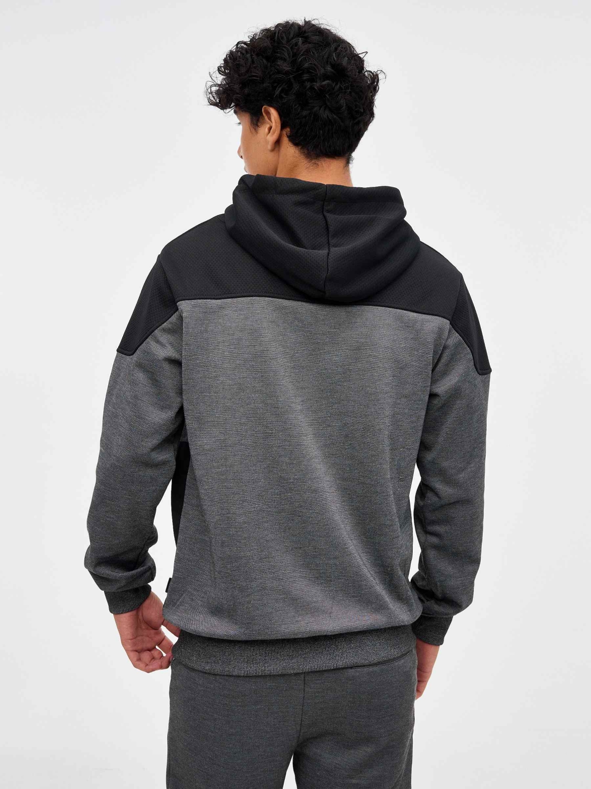 Sweatshirt com textura preto vista meia traseira