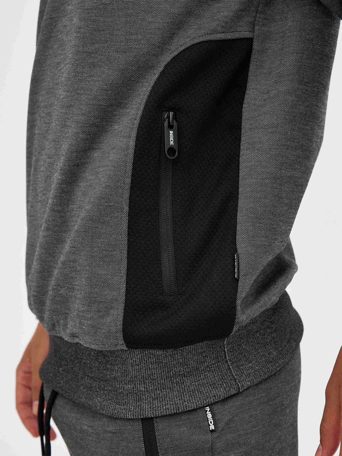 Sweatshirt com textura preto vista detalhe