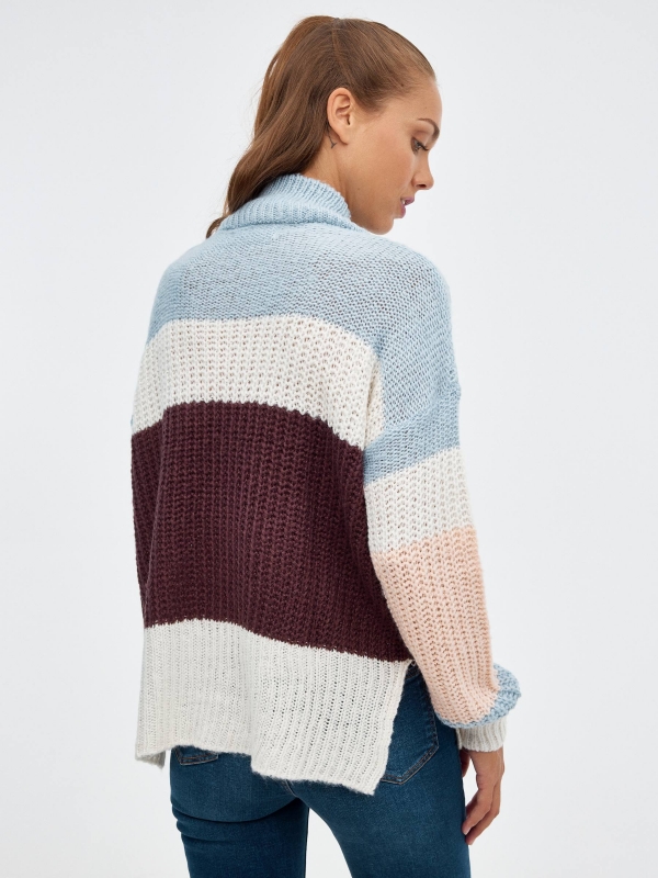 Perkins sweater with color block brown middle back view