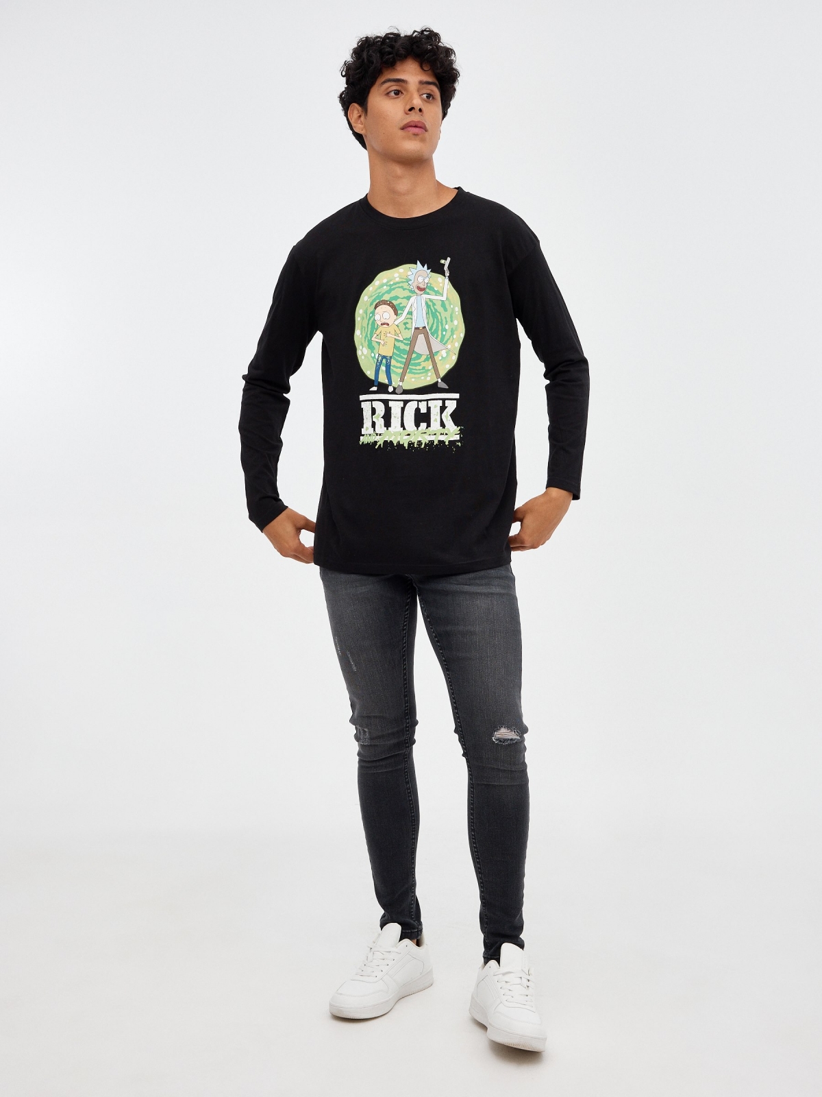 T-shirts Rick&Morty series preto vista geral frontal