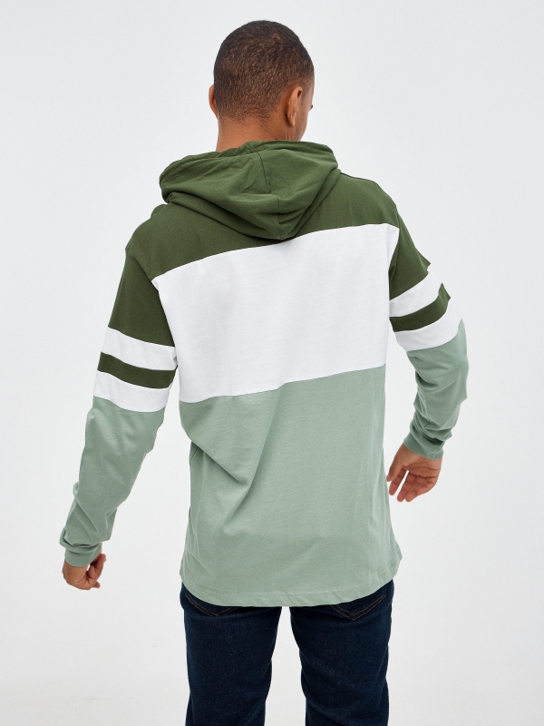 Riverland hooded T-shirt greyish green middle back view