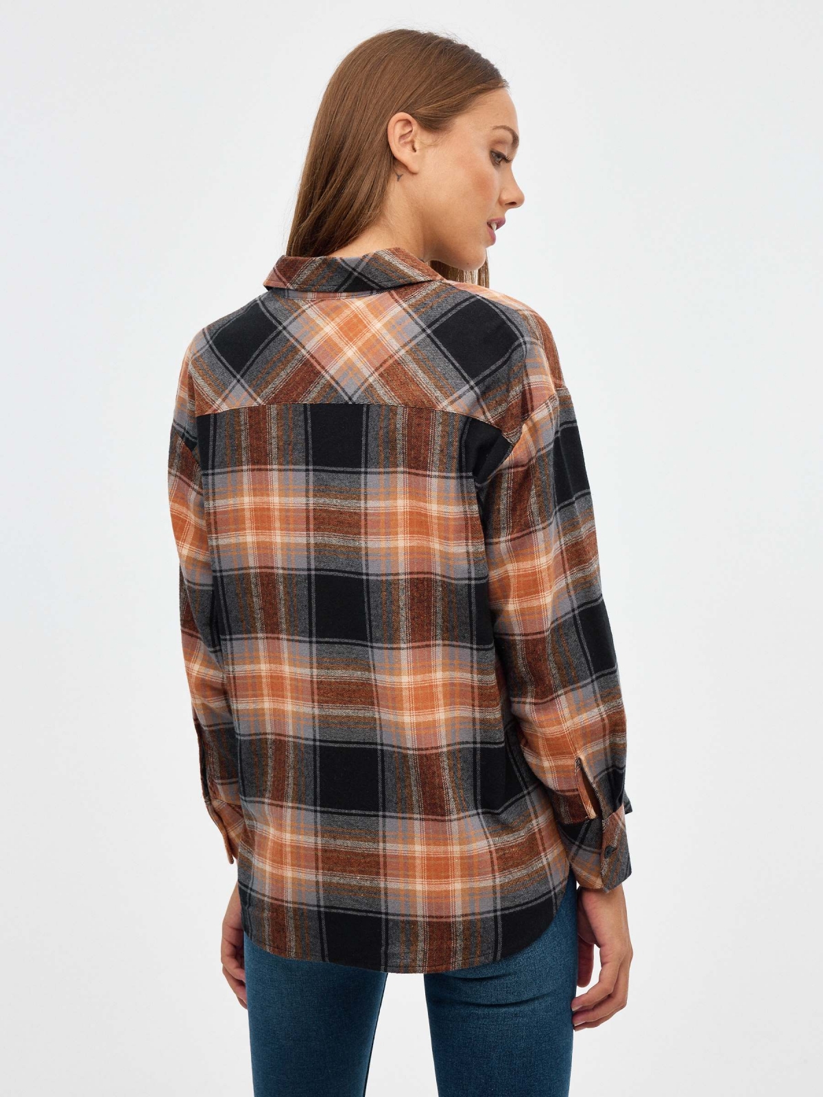 Oversized plaid shirt multicolor middle back view