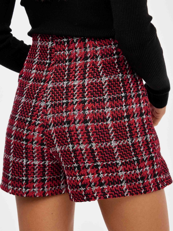 Tweed skort with buttons red detail view
