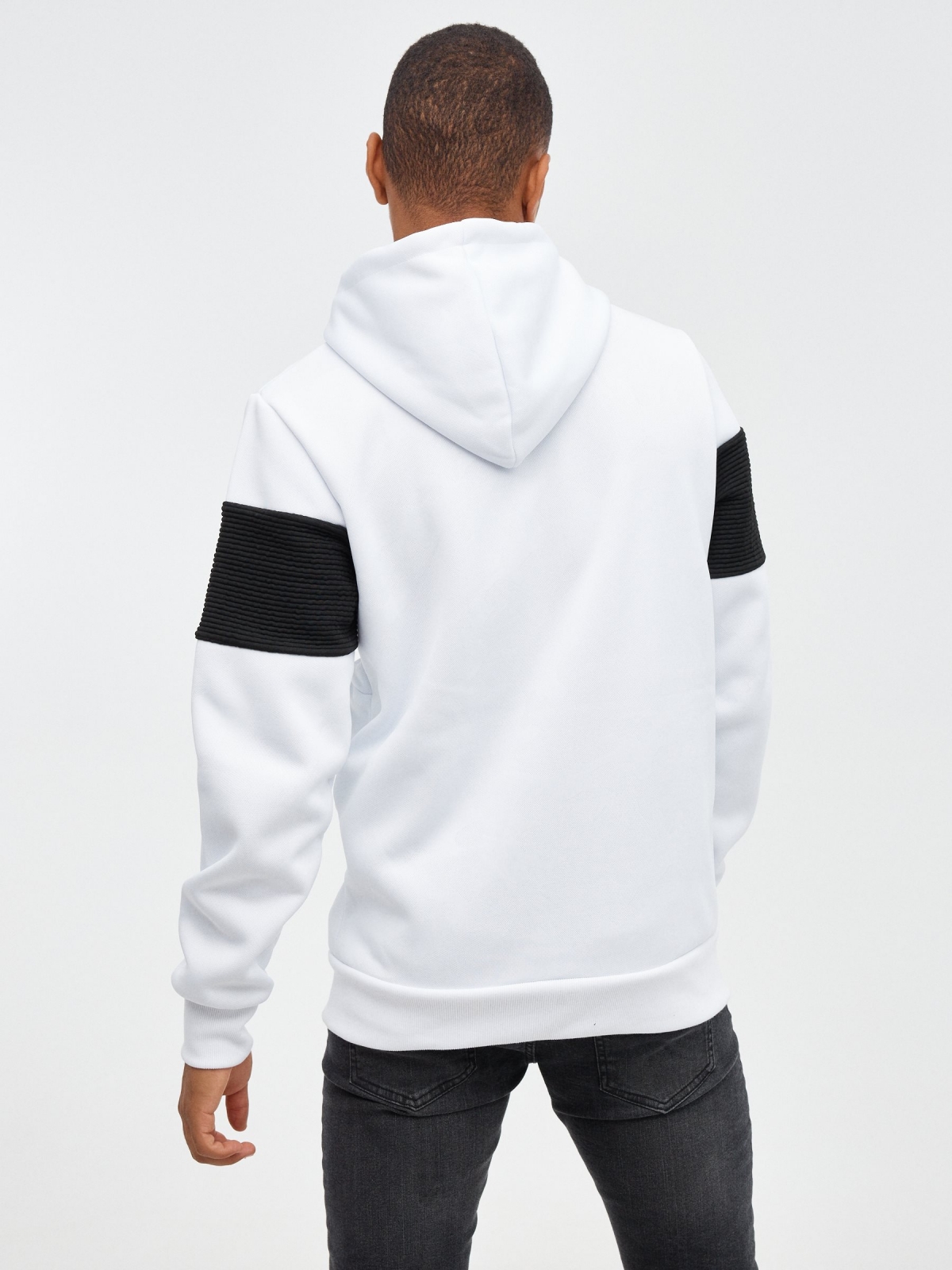 Camouflage zip-up sweatshirt white middle back view