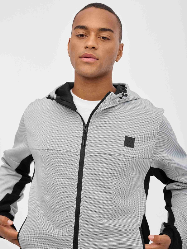 Sweatshirt com fecho de correr branco vista detalhe