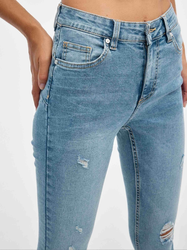 Jeans mid rise skinny push up light blue detail view