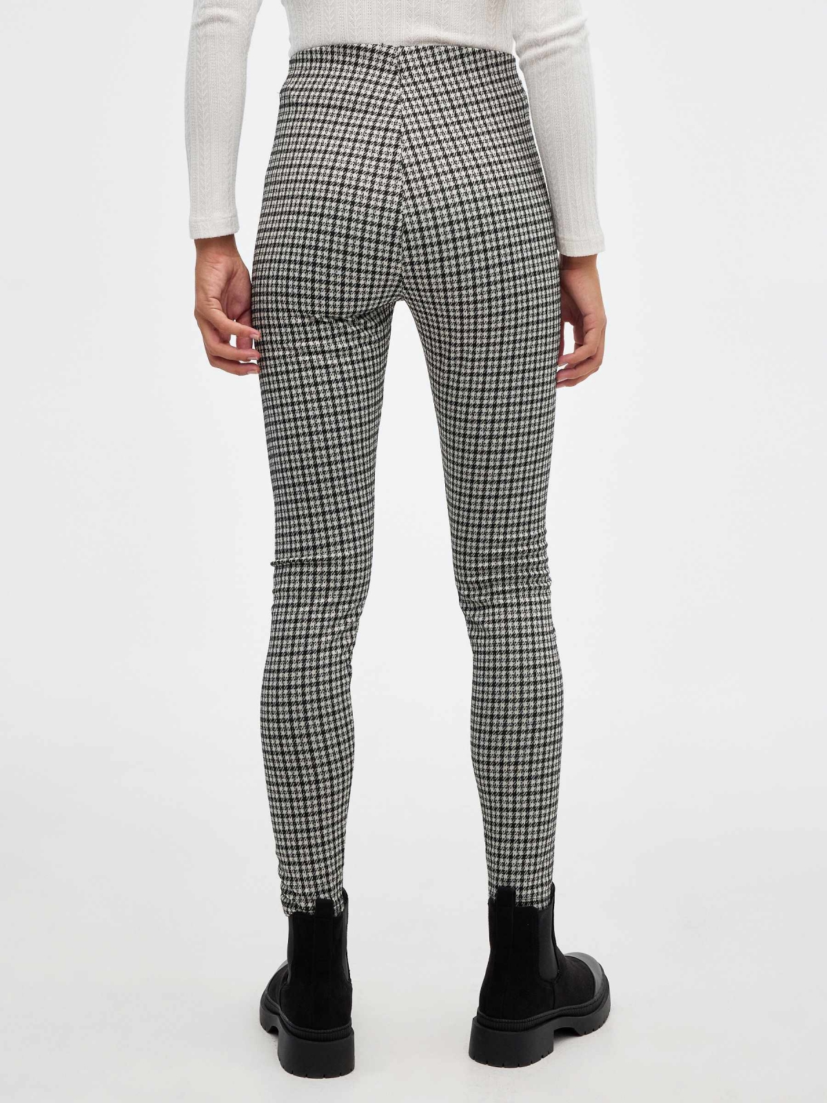 Leggings de cintura alta houndstooth preto vista meia traseira