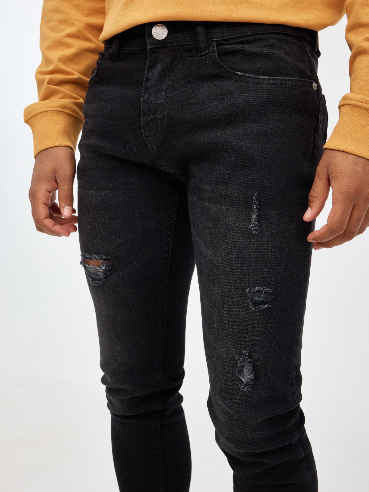 Super slim basic jeans black detail view