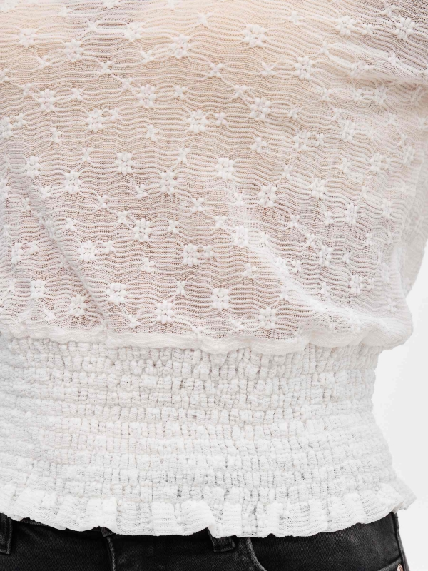 Mini print elastic blouse white detail view