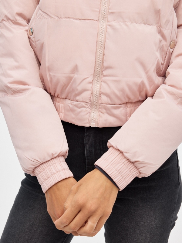 Regular quilted jacket light pink detail view