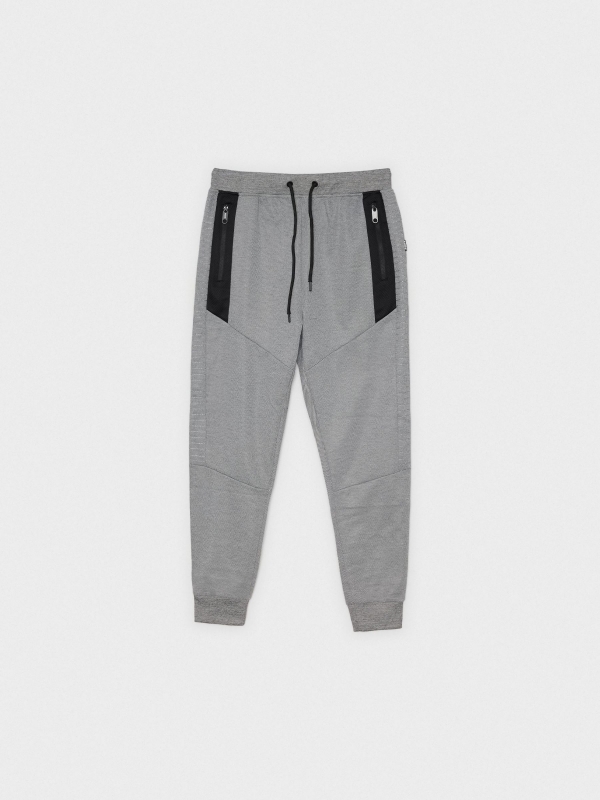  Pantalón jogger con texturas gris claro
