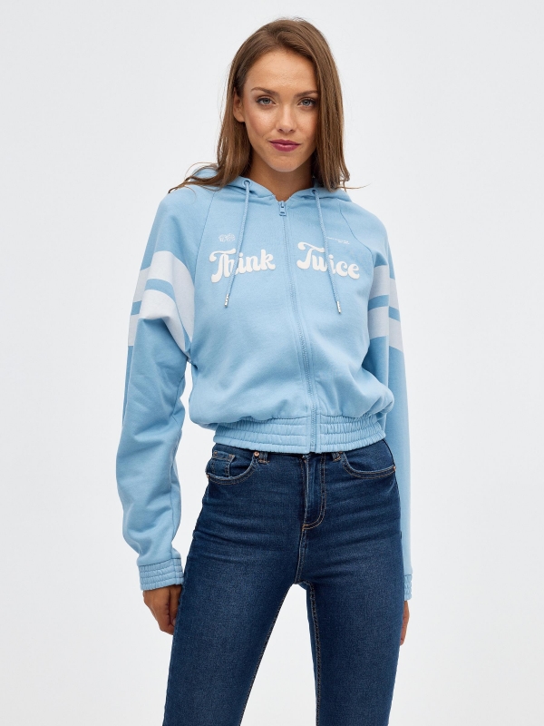 Think Twice sweatshirt blue middle front view