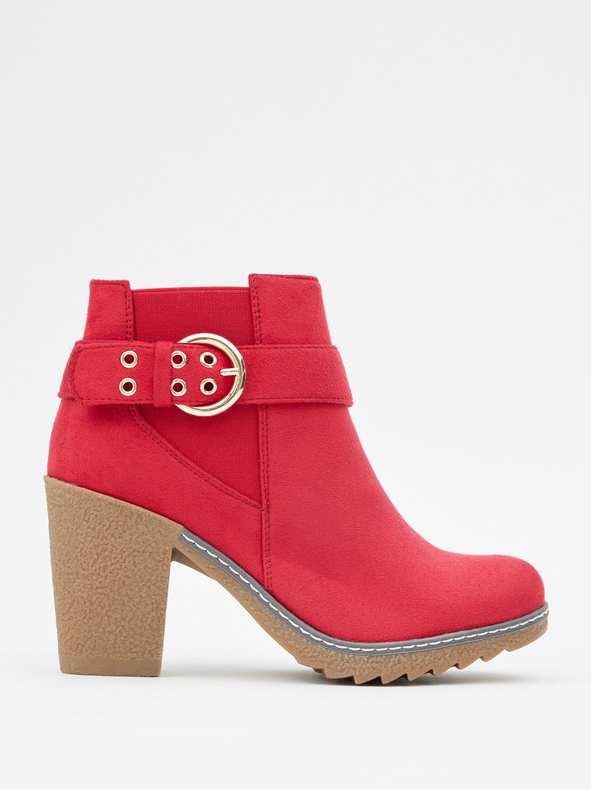 Red ankle boots with buckle red