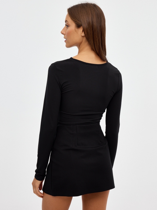 Body cut out with ruching black middle back view