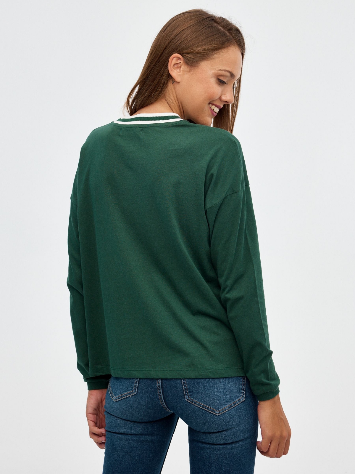 Portland oversized T-shirt dark green middle back view