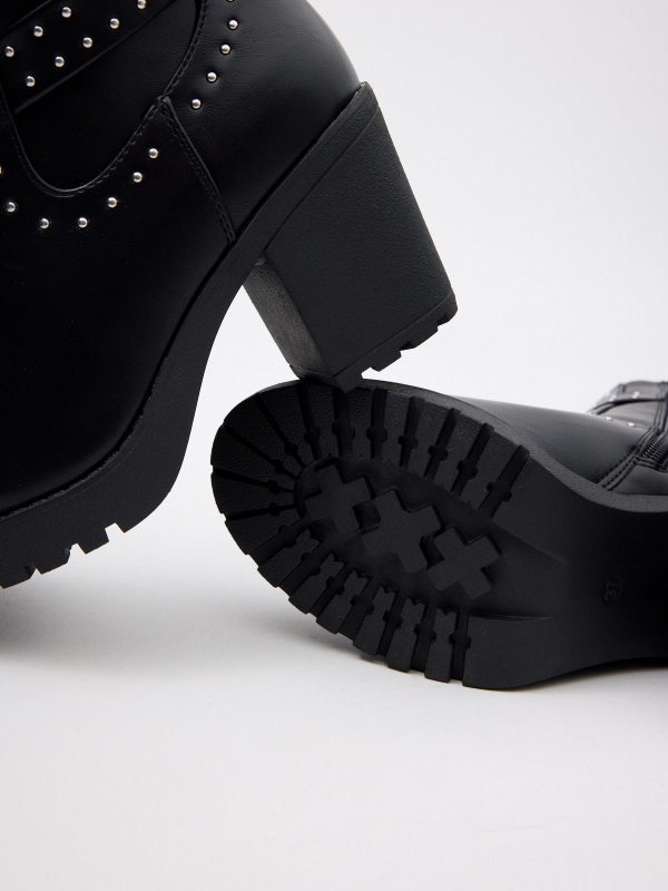 Elasticated and studded ankle boots black detail view