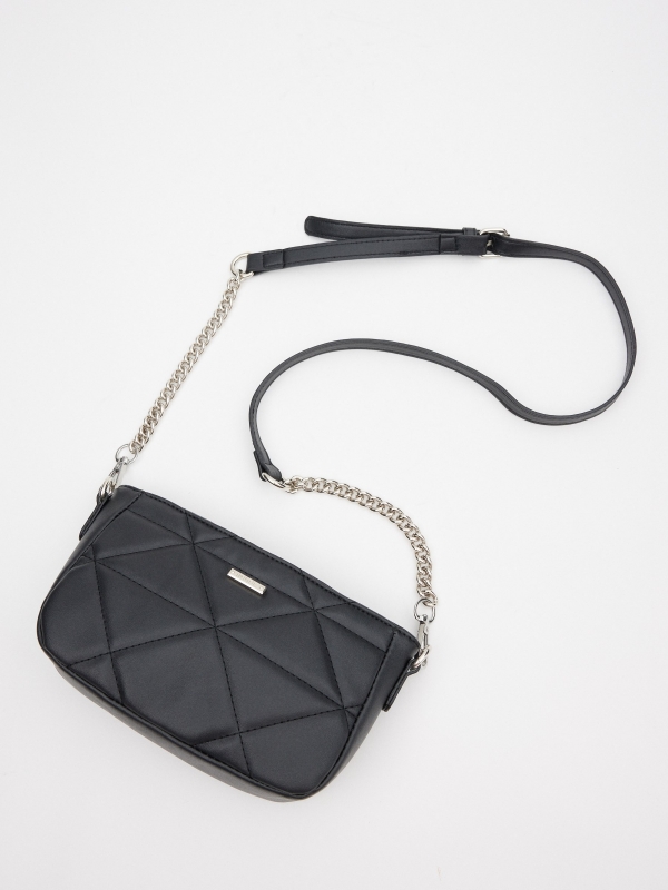 Crossbody bag with chain black detail view
