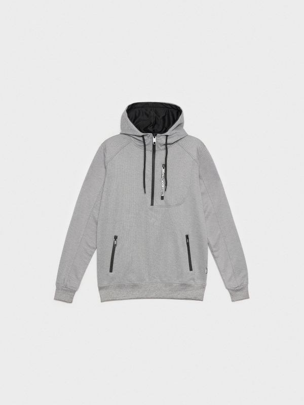  Semiclosed sweatshirt with hood grey
