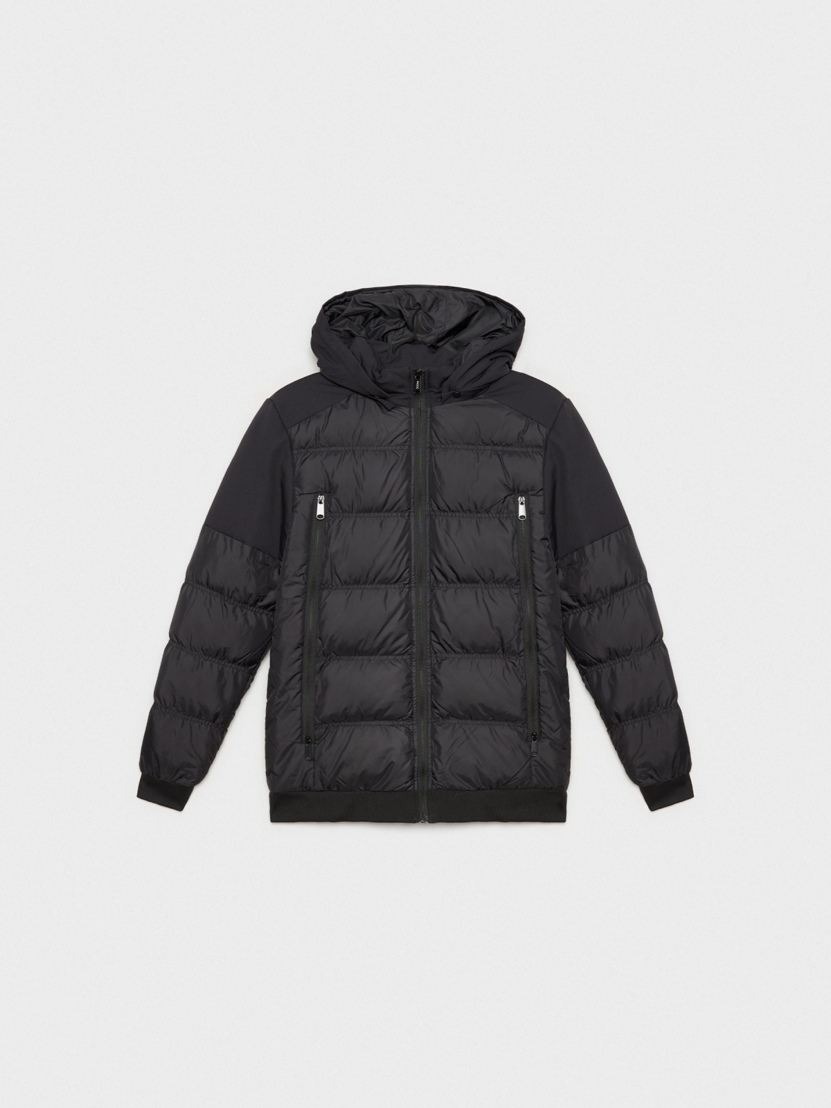  Nylon coat with long zippers black
