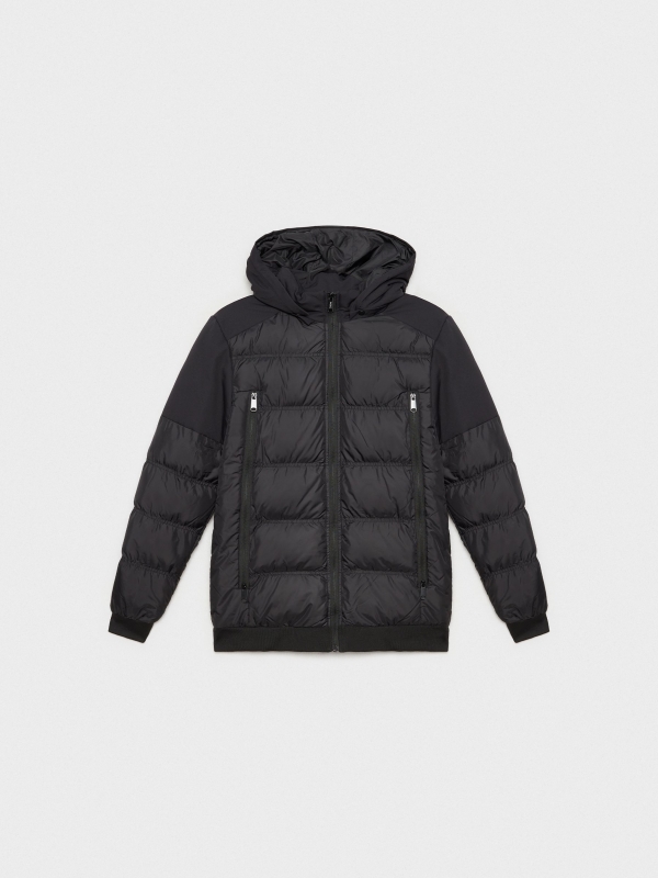  Nylon coat with long zippers black