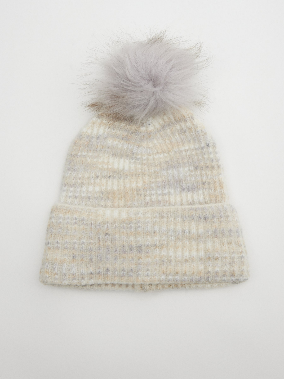 Knitted hat with pompom grey