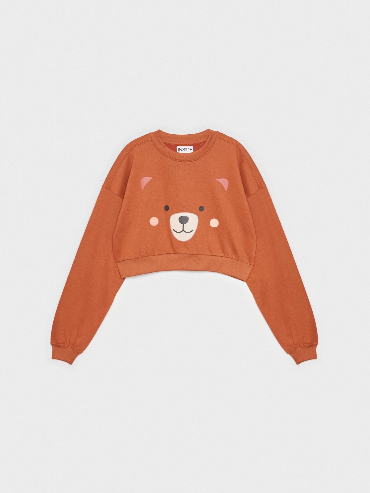 Cropped sweatshirt teddy bear brown