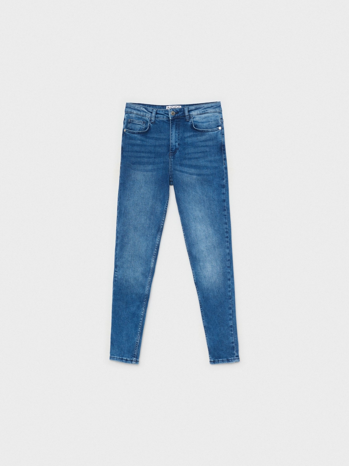  Jeans skinny básicos de tiro medio azul