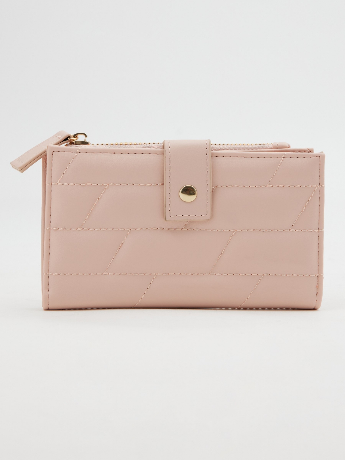 Pink wallet with double zipper pink