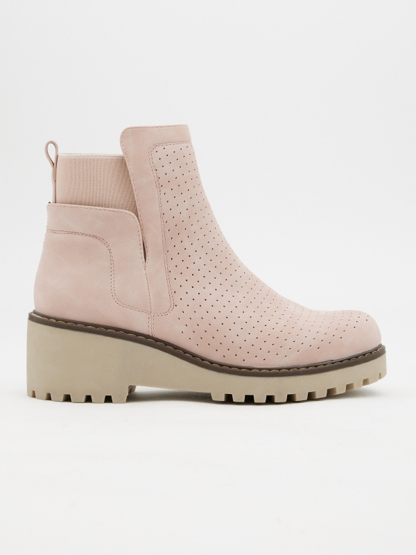 Wedge and elastic boots pink