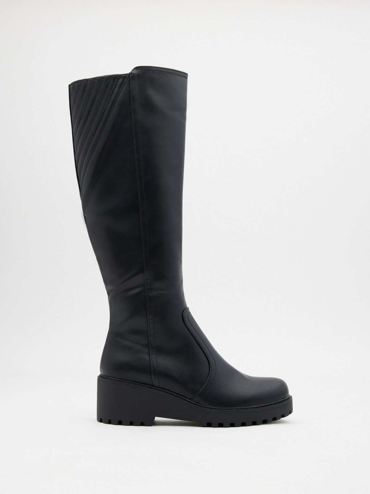 Basic leatherette high boots black