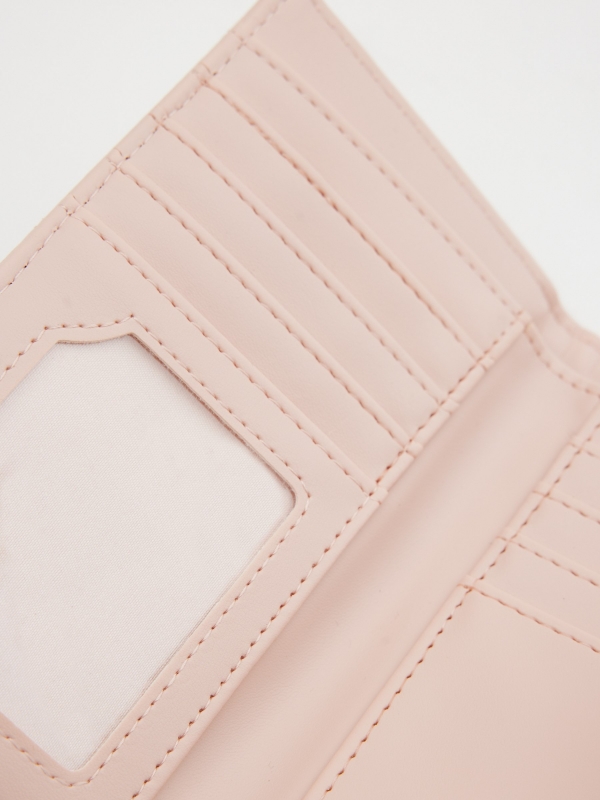 Pink wallet with double zipper pink detail view