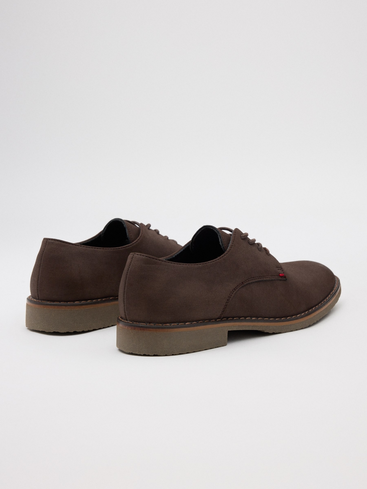 Classic leatherette shoe dark brown 45º back view