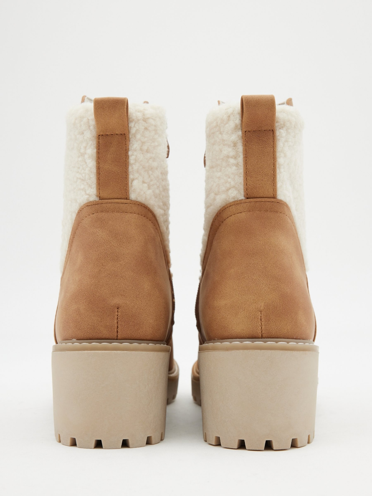 Wedge and sheepskin ankle boots brown detail view