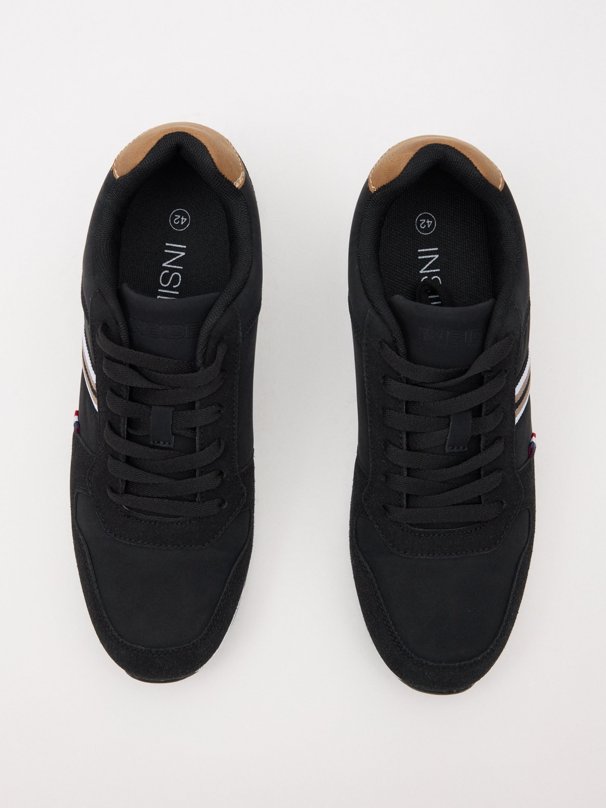 Sapato casual combinado preto/bege vista superior