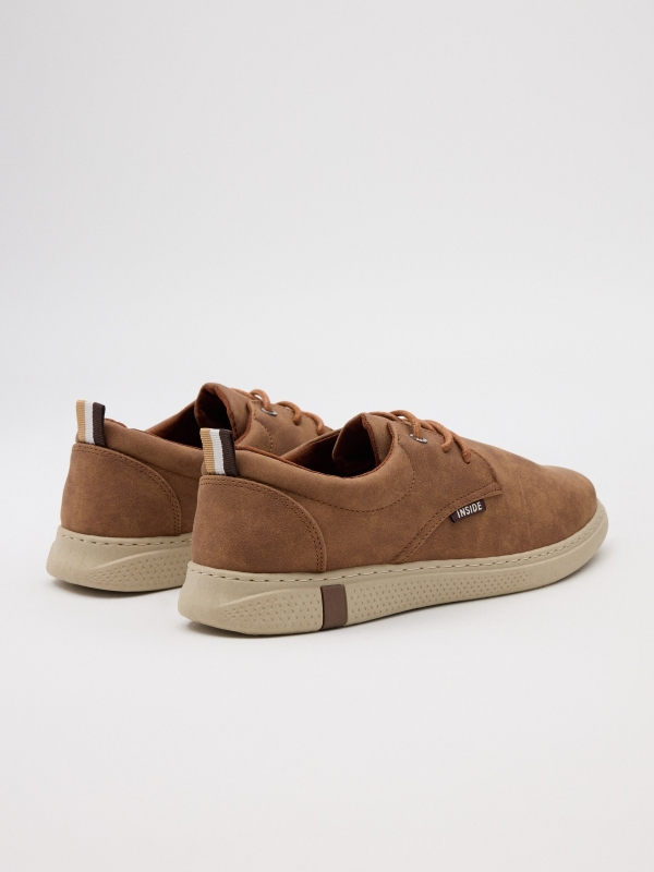 Casual lace-up sneaker brown 45º back view