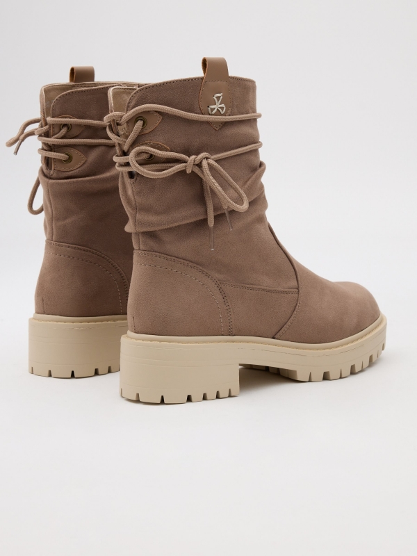 Mid-calf boots with laces beige 45º back view