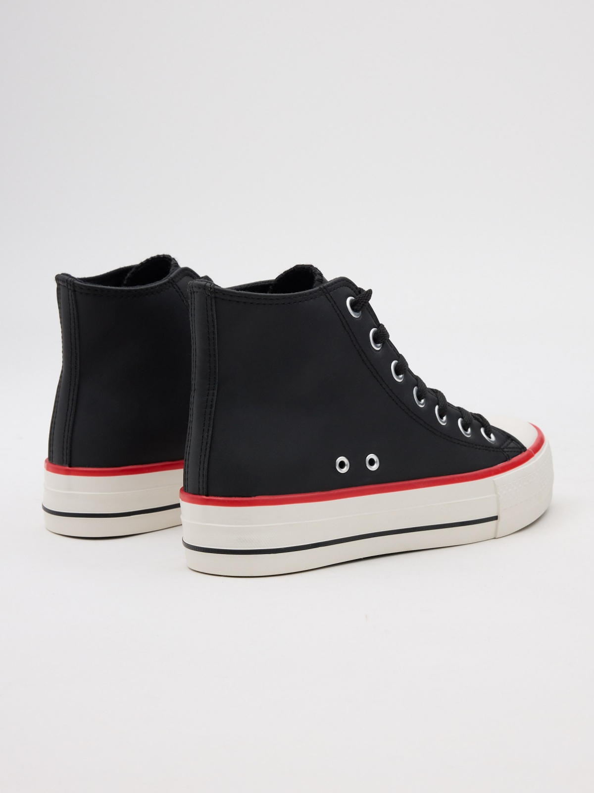 Patent leather boot sneakers black 45º back view