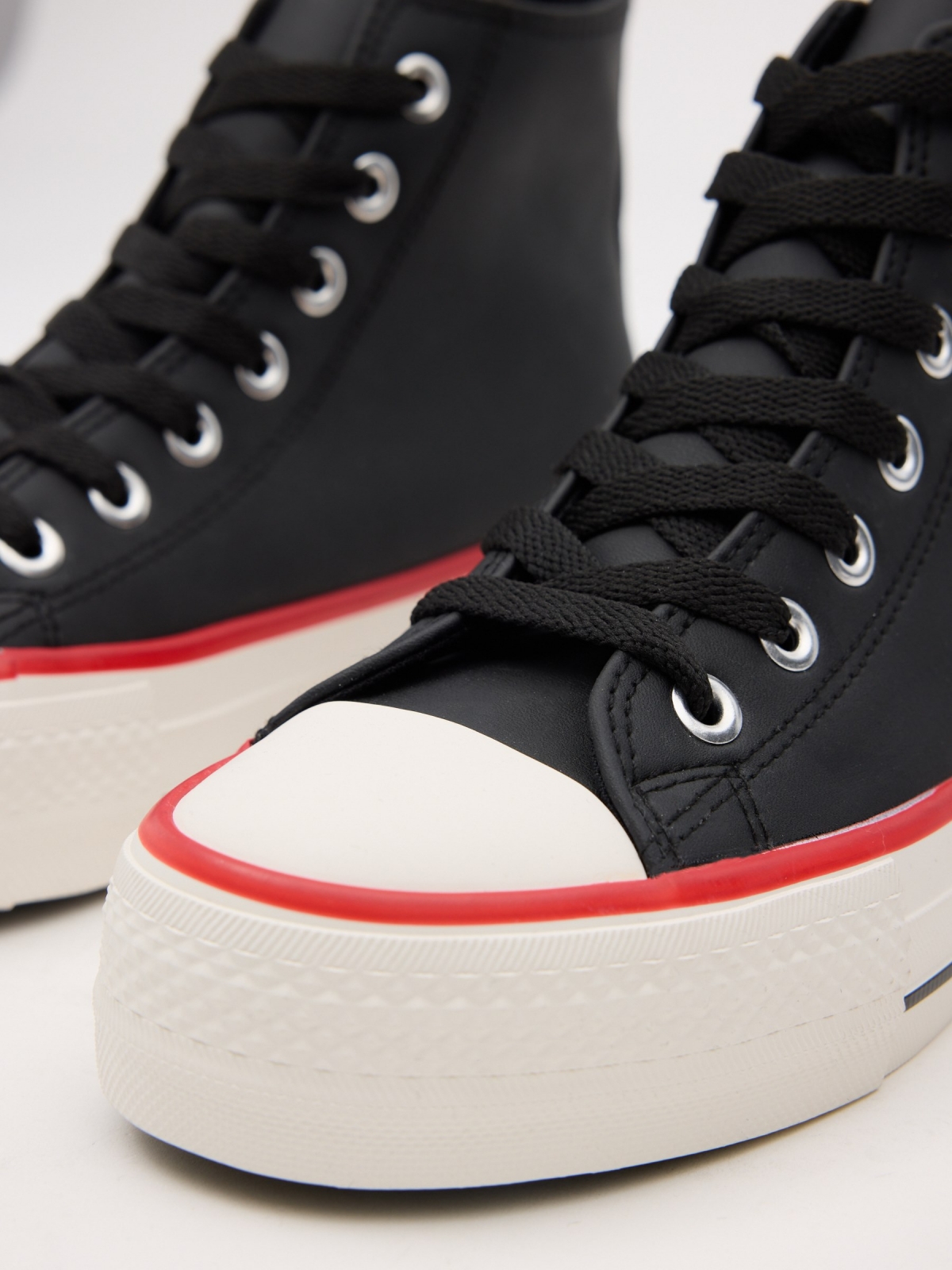 Patent leather boot sneakers black detail view