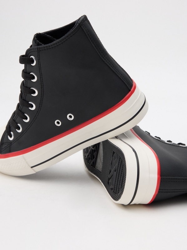 Patent leather boot sneakers black detail view