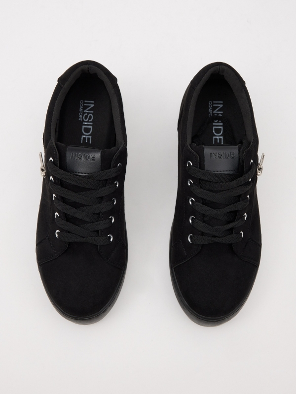 Platform sneakers with zipper black zenithal view