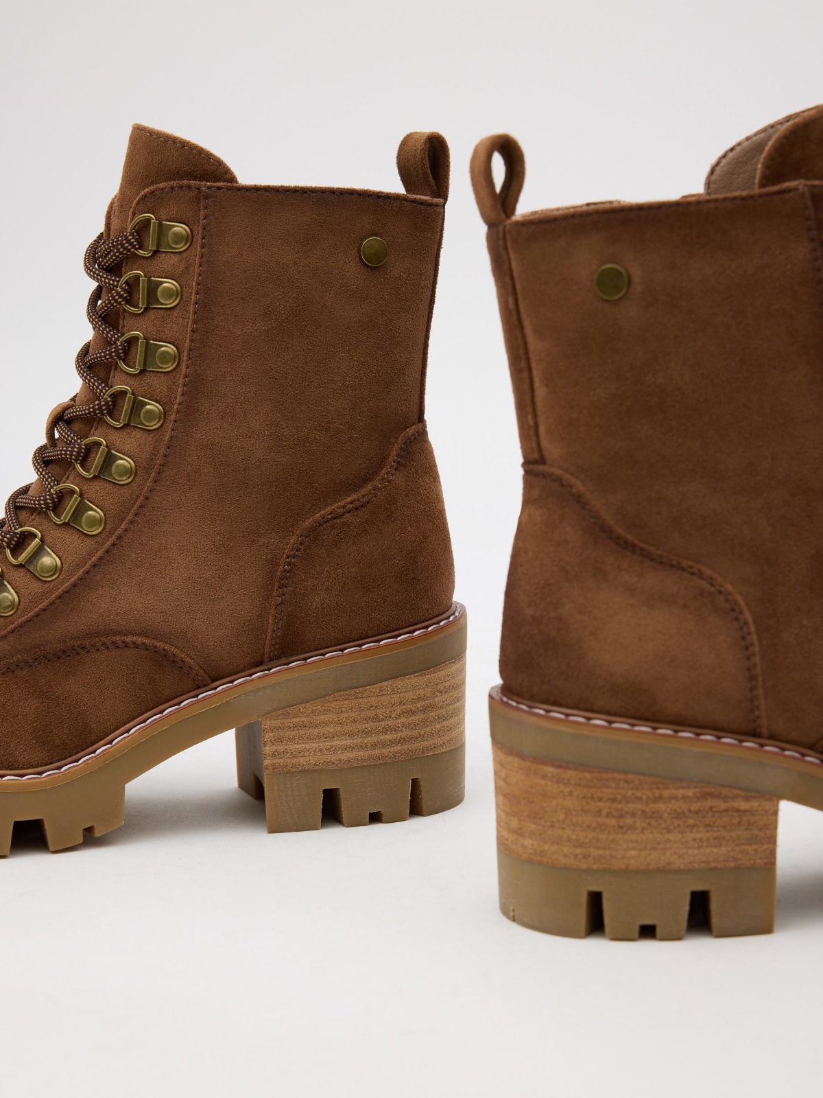 Mid-calf boots with heel brown detail view