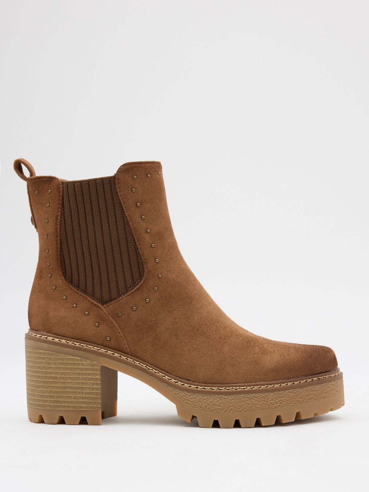Platform ankle boots with studs brown