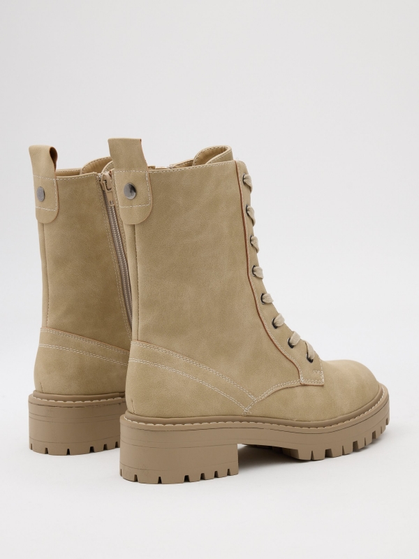 Mid-calf boots with platform beige 45º back view